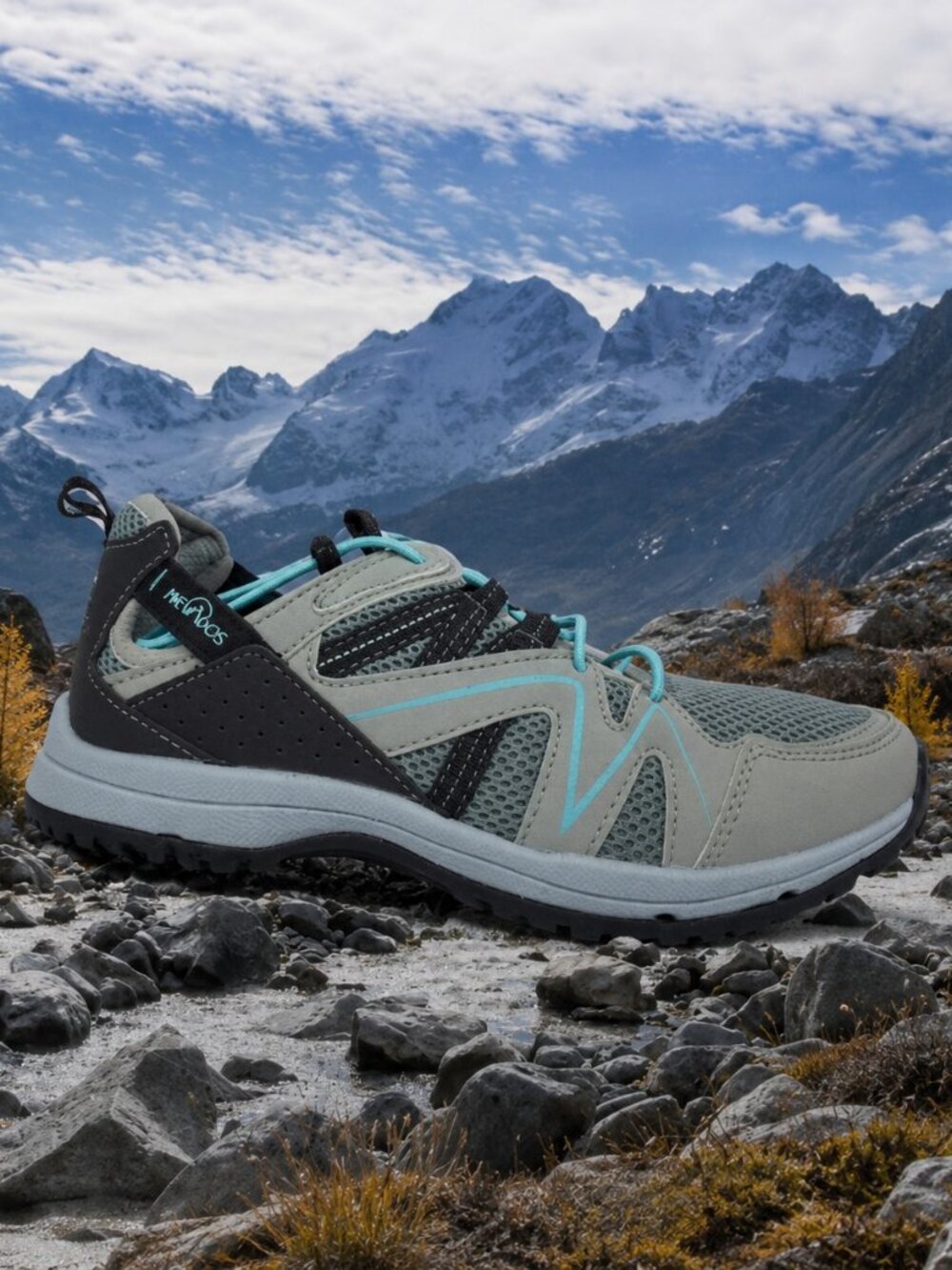 Nevados Women's Grey-Teal Lightweight Vent Shoes with Bungee Closure